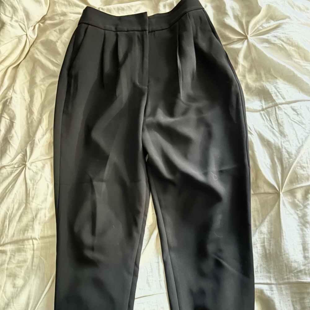 Black, Modern Pleated Trousers | Tapered Ankle | Size 10